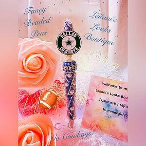 Fancy beaded pen/gifts/blue beads/cowboys/football season